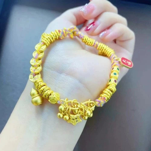 Gold Plated Lucky Charm Braided Bracelet Womens Adjustable Cord Bracelet 07FC0E-D4 - KOEEK