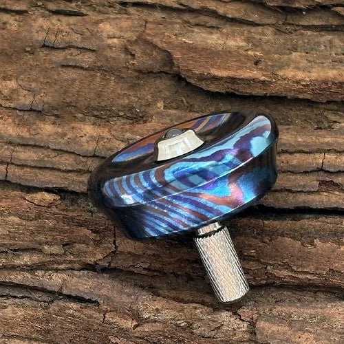 Titanium Damascus Spinning Top Desktop Spinner Fidget Toy Gyro Gyroscope Toy 07FC0E-D4 - KOEEK