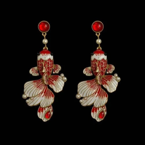 Chinese Style Koi Dangle Earrings Vintage  Year Ear Jewelry For Women 07FC0E-D4 - KOEEK