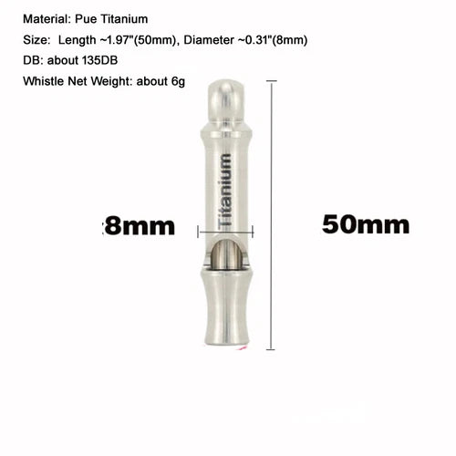 Small Pure Titanium Whistle Portable EDC Outdoor Training Whistle 50mm/1.97" 07FC0E-D4 - KOEEK