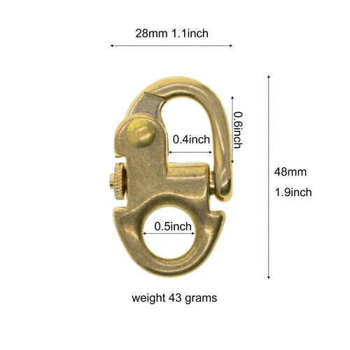 Solid Brass Sweden Snap Pull Lock Carabiner Hook Quick Release Key Chain Fob 07FC0E-D4 - KOEEK