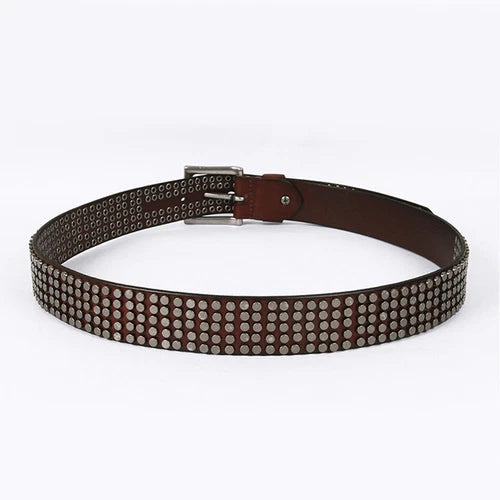 Men  Leather Rivet Belts Male Punk High Quality Fashion Square Belt 07FC0E-D4 - KOEEK