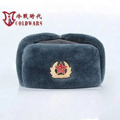 Reproduction Soviet Russia Woolen Velvet Men Winter Hat M69 Red Army Star Grey 07FC0E-D4 - KOEEK