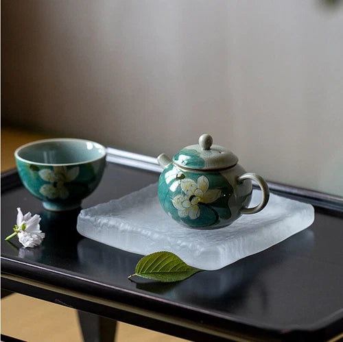 150ml Boutique Hand-painted Lotus Ceramic Tea Pot Underglaze Color Singer Pot 07FC0E-D4 - KOEEK