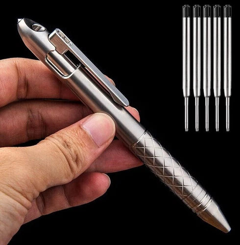 Titanium Pocket Ball Pen Ballpoint Pen Office Signature Clip Switch Outdoor EDC 07FC0E-D4 - KOEEK