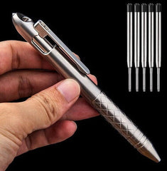 Titanium Pocket Ball Pen Ballpoint Pen Office Signature Clip Switch Outdoor EDC 07FC0E-D4 - KOEEK