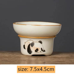 Ru Kiln Ceramic Fair Cup Tea Strainer Hand-painted Panda Tea Caddy 07FC0E-D4 - KOEEK
