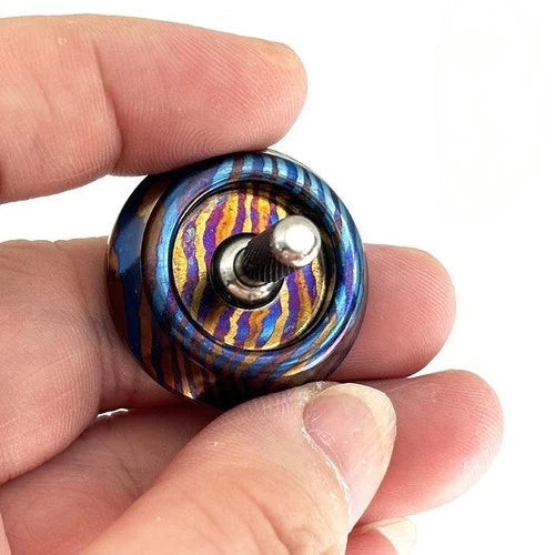 Titanium Damascus Spinning Top Desktop Spinner Fidget Toy Gyro Gyroscope Gift 07FC0E-D4 - KOEEK