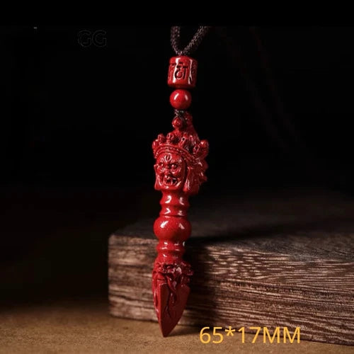 Cinnabar Vajra Pestle Pendant Men Keychain Women Necklace Purple Sand Amulet 07FC0E-D4 - KOEEK