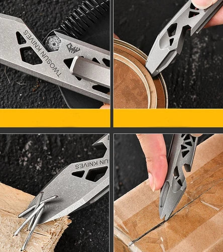 TWOSUN Titanium Alloy Hollow Out Pry Bar Crowbar Opener Pocket EDC Multi Tools 07FC0E-D4 - KOEEK