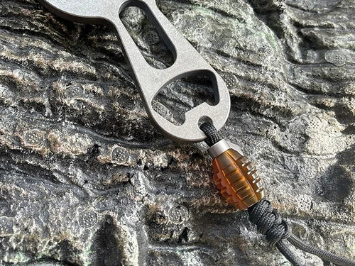 EDC Titanium + Ultem PEI Parachute Cord Knife Bead Pendant Lanyard DIY Keychain 07FC0E-D4 - KOEEK