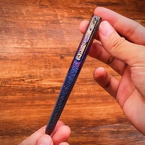 EDC Titanium Pocket Ballpoint Pen Meteorite Pattern Office Signature Stationery 07FC0E-D4 - KOEEK