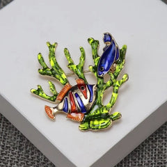 Painted Craft Rhinestone Tropical Ocean Brooch Lapel Pin Flower Accessory 07FC0E-D4 - KOEEK