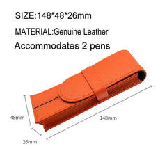 Leather Fountain Pen Case 2 Pen Holder Case Pouch 07FC0E-D4 - KOEEK