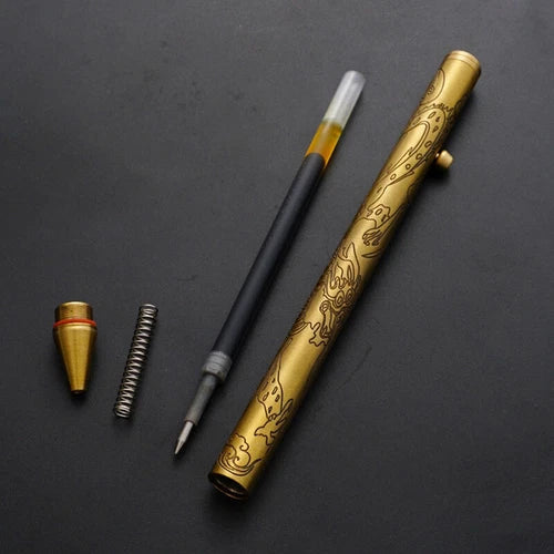 Solid Brass Ball Pen Office Signature Pen Students Stationery Outdoor EDC Tool 07FC0E-D4 - KOEEK