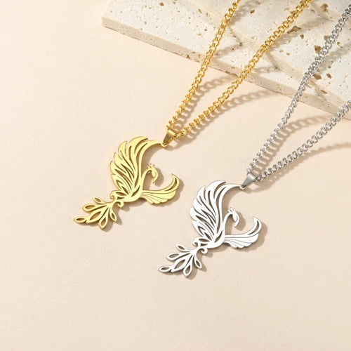 Phoenix Pendant Necklace Stainless Steel Amulet Jewelry Gift 07FC0E-D4 - KOEEK
