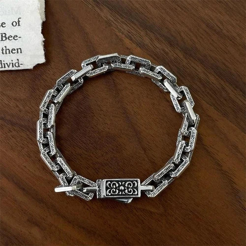 Mens Vintage Bracelet Minimalist Woven Pattern Clasp Style Jewelry 20cm Bracelet 07FC0E-D4 - KOEEK