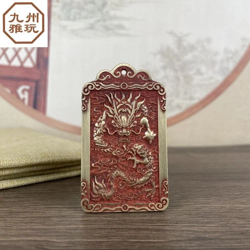 China Brass Dragon Wucai God Zhao Gongming Netsuke Pendant Fengshui 黄铜 武财神赵公明 07FC0E-D4 - KOEEK