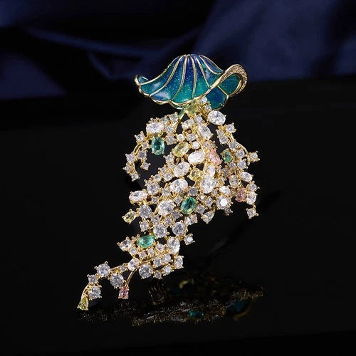 Jellyfish Brooch Zircon Inlaid Creative Luxury Pin Clothing Accessory 07FC0E-D4 - KOEEK