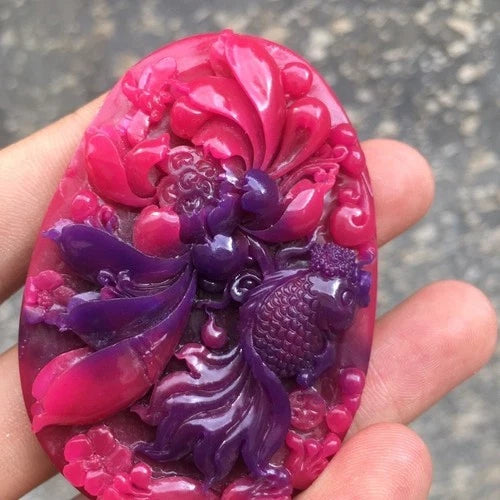 Natural Emperor Purple Carved Suji Stone Pendant Women’s Amulet 07FC0E-D4 - KOEEK