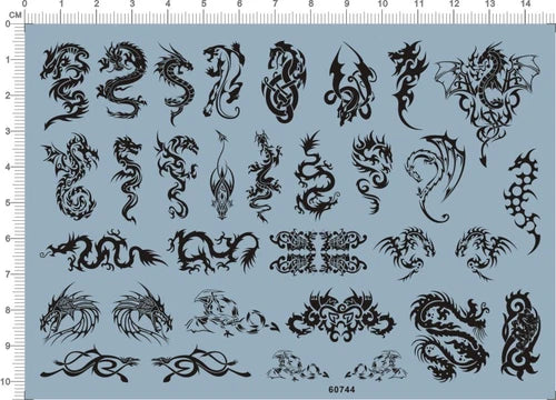 Detail Up Different Size Style Black Dragon Markings Model Kit Water Slide Decal 07FC0E-D4 - KOEEK