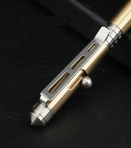 Brass+Stainless Steel Pocket Ball Pen Ballpoint Pen Office Signature Outdoor EDC 07FC0E-D4 - KOEEK