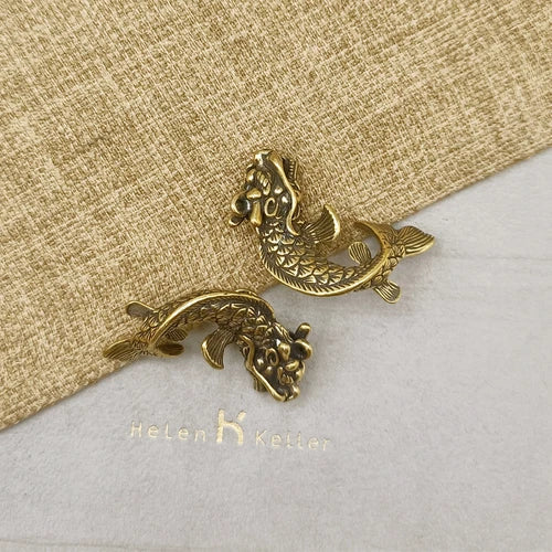 2pc Brass Fish Transformation Dragon Keychain Pendant Carp Leaping Dragon Gate 07FC0E-D4 - KOEEK