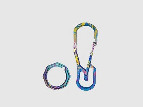 Titanium Alloy Keychain Carabiner w Ring Outdoor EDC Waist Hanging Buckle Tool 07FC0E-D4 - KOEEK