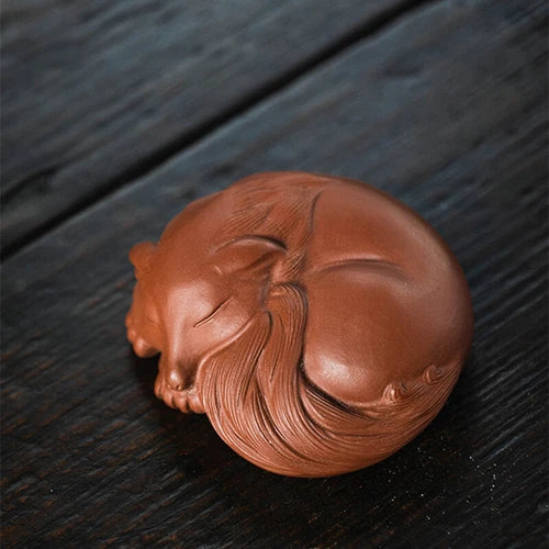 Fox Statue Artware Yixing Zisha Purple Clay Tea Pet Table Garden Decoration 07FC0E-D4 - KOEEK