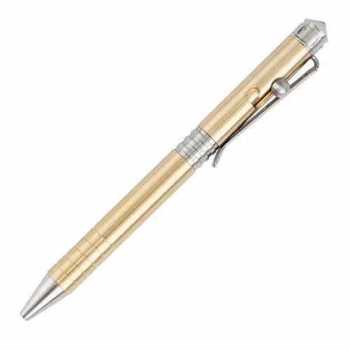 Brass+Stainless Steel Pocket Ball Pen Ballpoint Pen Office Signature Outdoor EDC 07FC0E-D4 - KOEEK