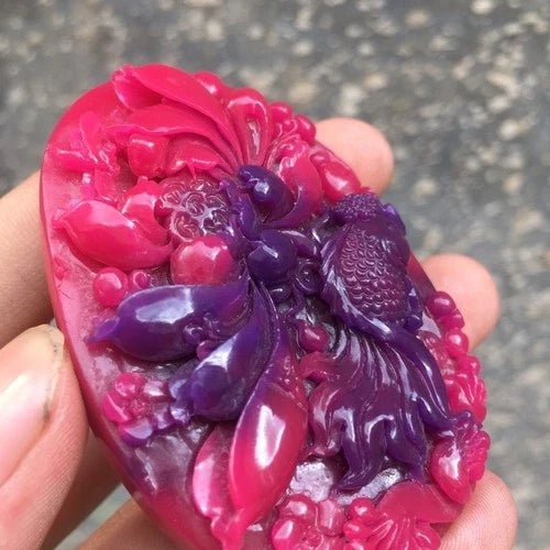 Natural Emperor Purple Carved Suji Stone Pendant Women’s Amulet 07FC0E-D4 - KOEEK