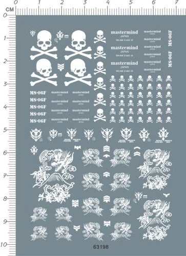 Super Detail Up 1/144 HG MS-06F ZAKU ⅡII Cross bone GDM Model Decal 63198 White 07FC0E-D4 - KOEEK