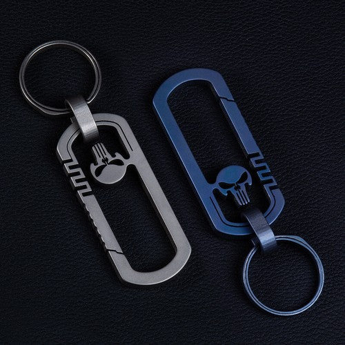 EDC Titanium TC4 Skull Keychain Carabiner w/ Key Ring outdoor Fast Hanging Tool 07FC0E-D4 - KOEEK