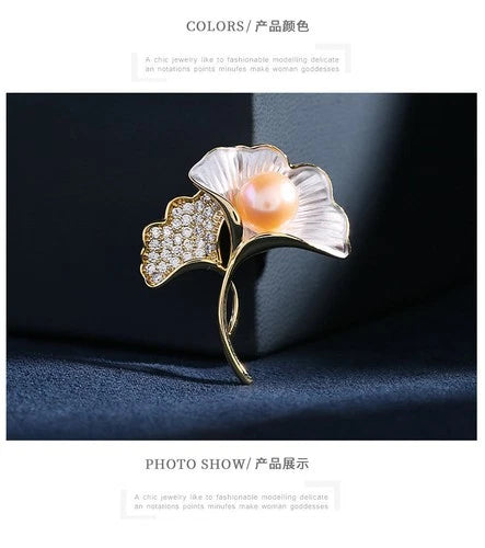 Ginkgo Leaf Brooch Cardigan Pin Women Anti Exposure Fixed Clip Jewelry 07FC0E-D4 - KOEEK