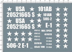 White 1/6 WWII US Army 101 Military Vehicle WILLYS Markings Model Water Decal 07FC0E-D4 - KOEEK