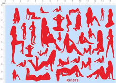 1/12 1/20 1/18 1/43 1/24 Sexy Girls Car Markings Model Water Slide Decal Red 07FC0E-D4 - KOEEK