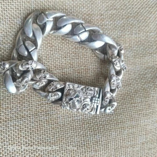 Length 8.6 Inches Men's 925 Silver Bracelet Men's Tibetan Silver BRACELET 07FC0E-D4 - KOEEK