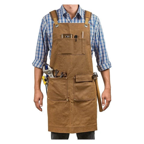 Men's Apron Thick Canvas Apron Carpenter Electrician Garden Work Dress Apron 07FC0E-D4 - KOEEK