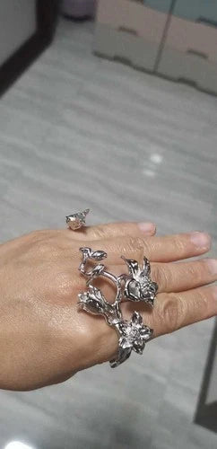 Handmade Magnolia Ladies Bracelet Exquisite Beautiful Fashion Silver Jewelry 07FC0E-D4 - KOEEK