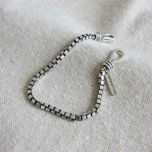 Women's 925 Silver Plating Beads Handmade Retro Geometric Bracelet Gift 07FC0E-D4 - KOEEK