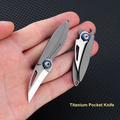 Mini Titanium Foldable Blade Knife Opener Outdoor Camping Pocket EDC Keychain 07FC0E-D4 - KOEEK