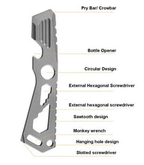 EDC Titanium Stainless Steel Multitool Card Crowbar Opener Outdoor Pry Bar Tool 07FC0E-D4 - KOEEK