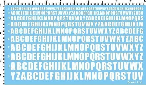White Different Size Military Letters Characters FONTS 11-1 Markings Water Decal 07FC0E-D4 - KOEEK