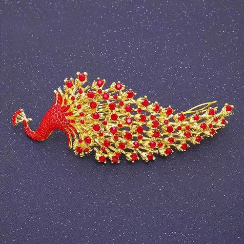 Chinese Style Bride Headpiece Wedding Hair Accessory Red Phoenix Headdress 07FC0E-D4 - KOEEK