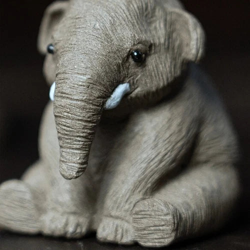 4.6cm Elephant Statue Small Table Decoration Yixing Zisha Purple Clay Tea Pet 07FC0E-D4 - KOEEK
