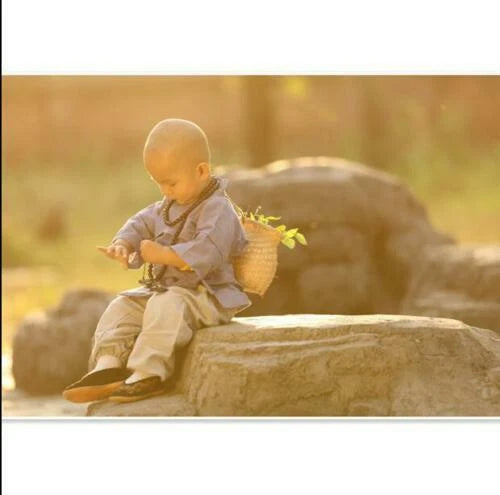 Kid Child Shaolin Buddhist Monk Robe Boy Meditation Uniform Kung fu Suit Cute 07FC0E-D4 - KOEEK