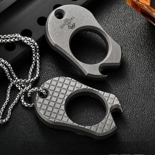 1pcs EDC Titanium Bottle Opener Keychain Necklace Pendant Outdoor Multi Tool 07FC0E-D4 - KOEEK