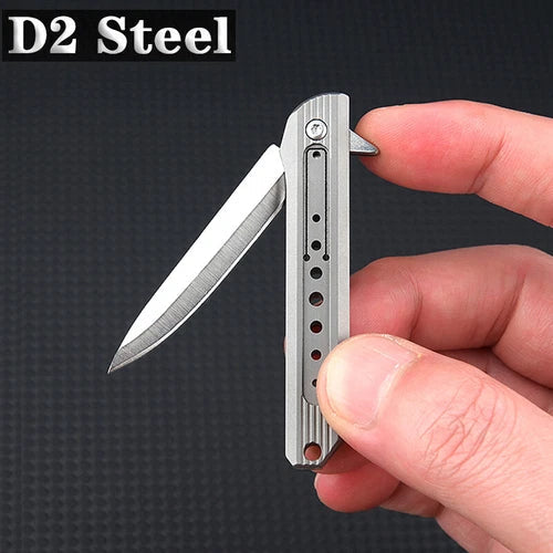Titanium Alloy Pocket Folding Knife D2 Steel Blade Outdoor EDC Keychain Tool 07FC0E-D4 - KOEEK
