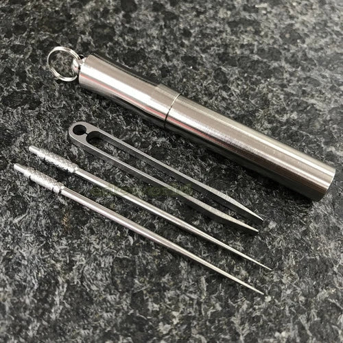EDC Outdoor TC4 Titanium Alloy Waterproof Container Box Pendant Tweezers PTE-20 07FC0E-D4 - KOEEK