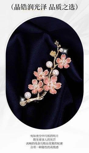 Chinese Plum Blossom Enamel Brooch Vintage Style Hanfu Pin Elegant Accessory 07FC0E-D4 - KOEEK